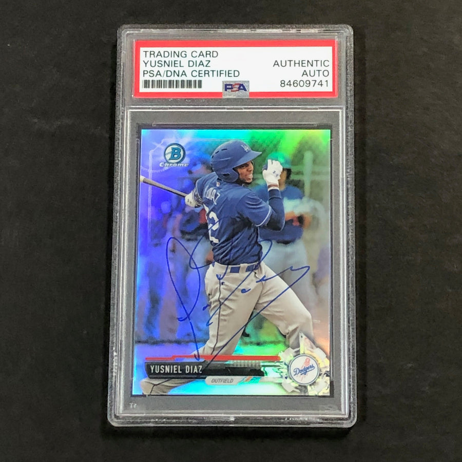 2017 Bowman Draft Refractor #BDC-151 Yusniel Diaz Signed Card PSA Slabbed Auto Dodgers