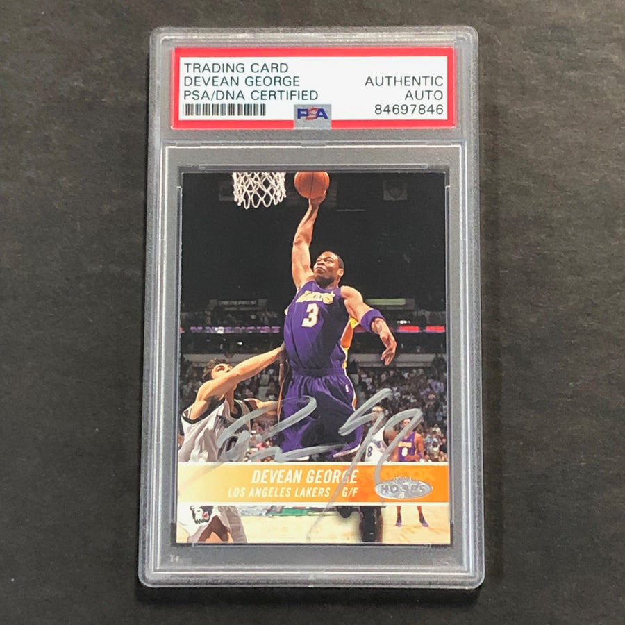 2004-05 Fleer NBA Hoops #101 Devean George Signed Card PSA Slabbed
