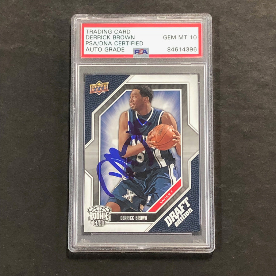 2009 UPPER DECK DRAFT EDITION #24 DERRICK BROWN Signed Card PSA Slabbed Auto 10 RC Xavier
