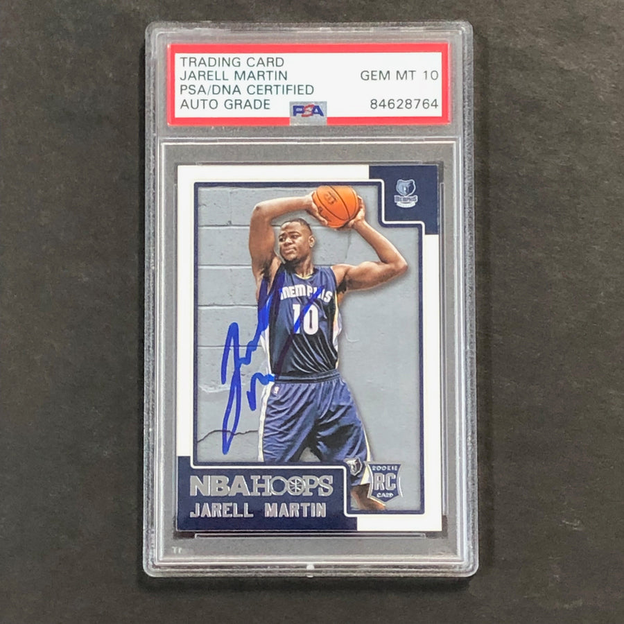 2015-16 NBA Hoops #266 Jarell Martin Signed Card AUTO 10 PSA Slabbed RC Grizzlies