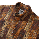 1940s Hawaiian Shirt For Men TIKI Print Cotton Button Down Short Sleeve Aloha Shirt