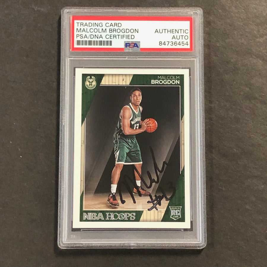 2016-17 NBA Hoops #291 Malcolm Brogdon Signed Card AUTO PSA/DNA Slabbed RC Bucks