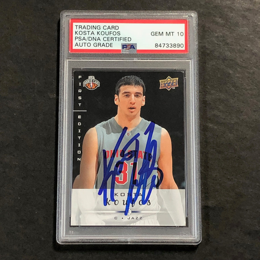 2008-09 Upper Deck First Edition Basketball #237 Kosta Koufos signed Card Auto 10 PSA Slabbed Jazz