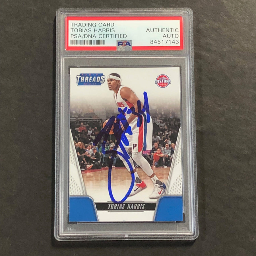 2016-17 Panini Threads #118 Tobias Harris Signed Card AUTO PSA Slabbed Pistons