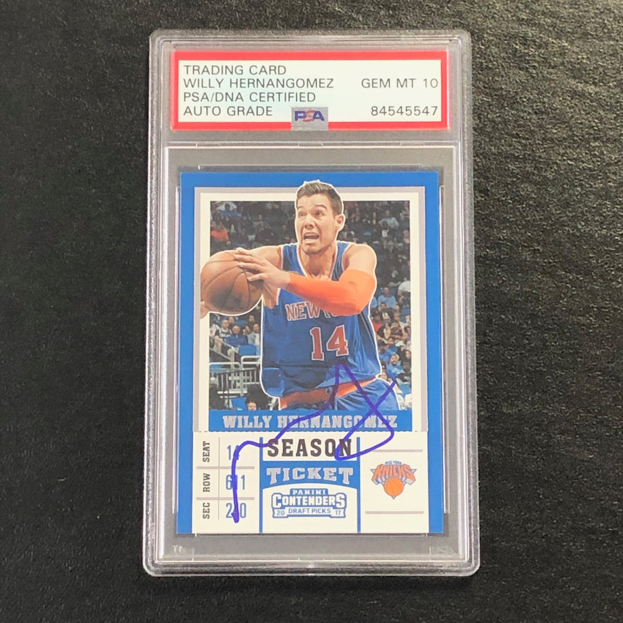 2017-18 Contenders Draft Picks #49 Willy Hernangomez Signed Card AUTO 10 PSA Slabbed Knicks