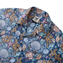 Hawaiian Shirt For Men Deep Sea Damask By Rebecca Elfast Shirt Camp Collar 100% Cotton