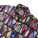 1960s Vintage Men's Hawaiian Shirt Pottery Print Cotton Button-down Short Sleeve Aloha Shirt