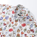 Men's Hawaiian Shirt Vintage Grocery Store Print Cotton Button-down Short Sleeve Aloha Shirt