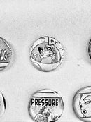 Handmade Button Badges From Recycled Manga