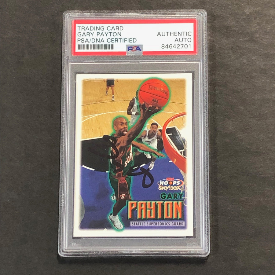 1999-2000 Hoops Skybox #25 Gary Payton Signed Card AUTO PSA Slabbed Seattle Supersonics