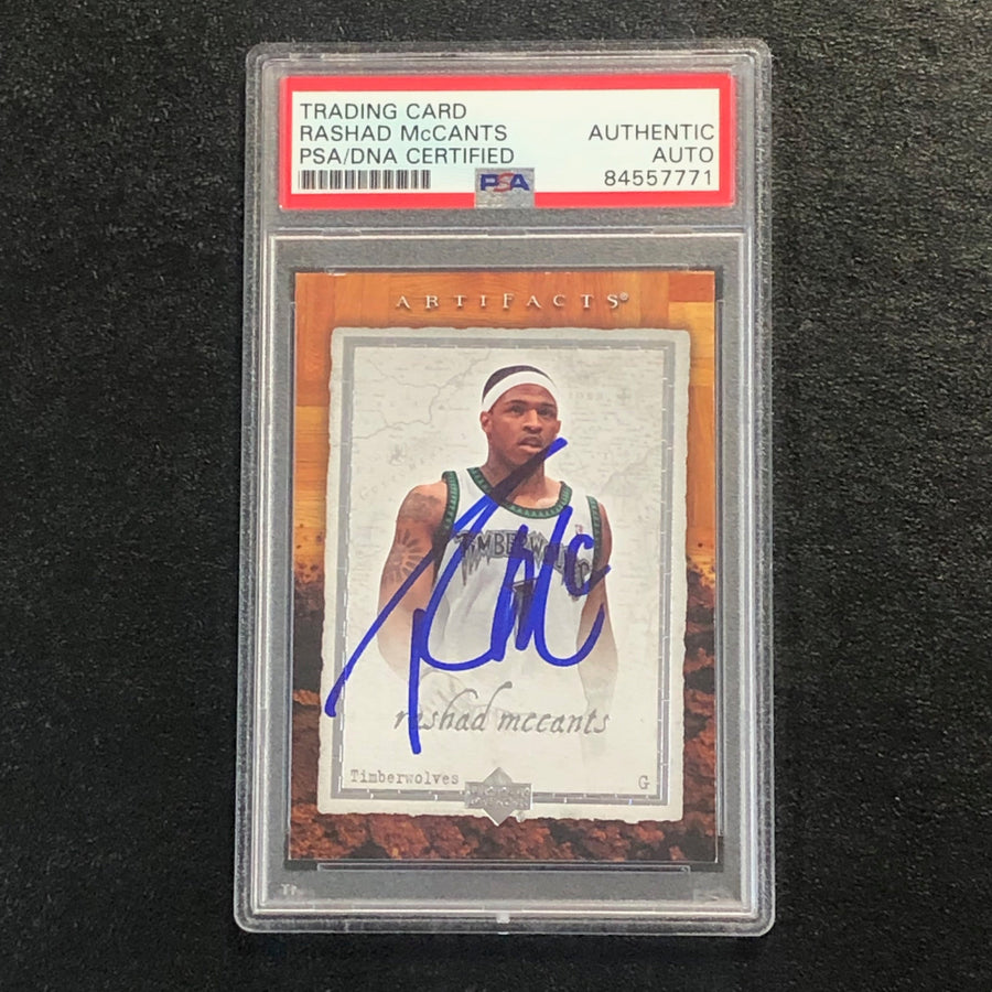 2007-08 Artifacts Basketball #56 Rashad McCants Signed Card AUTO PSA Slabbed Minnesota Timberwolves