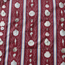 Hawaiian Shirt For Men Red Vintage Cotton Shirt Vertical Striped Shell Short Sleeve
