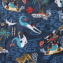 Men's Hawaiian Shirt Aloha Kabuki Print BY Julia Madoka Cotton Button-down Short Sleeve Aloha Shirt