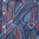 1970s Vintage Men's Hawaiian Shirt Abstract City Print Button-down Short Sleeve Aloha Shirt