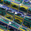 Hawaiian Shirts for Men Retro Dinosaur Stamp Collection 100% Cotton Short-Sleeve