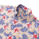 Hawaiian Shirts For Men Blooming hibiscus flower Print Shirt 100% Cotton