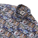 Men's Hawaiian Shirt Team Dynamics Print Cotton Button-down Short Sleeve Aloha Shirt