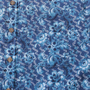 Men's Hawaiian Shirt Azure Blossoms Print Cotton Button-down Short Sleeve Aloha Shirt