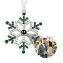 Personalized Photo Projection Green Crystal Snowflake Ornament