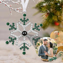Personalized Photo Projection Green Crystal Snowflake Ornament