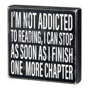 I'm Not Addicted To Reading Box Sign | Wooden Box Wall Tabletop Decor | 8" x 1.75"