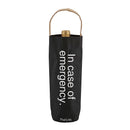 In Case Of Emergency Black Wine Bottle Bag | Gloss Black Tote | Holds Standard Wine Bottle for Gifting