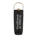 In Case Of Emergency Black Wine Bottle Bag | Gloss Black Tote | Holds Standard Wine Bottle for Gifting