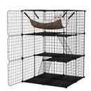 Indoor Cat Cage 3-Tier Cat Enclosure Detachable Metal Wire Kennel-Black