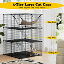 Indoor Cat Cage 3-Tier Cat Enclosure Detachable Metal Wire Kennel-Black
