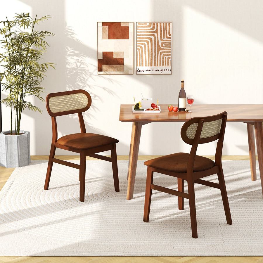 Indoor Mid Century Wood Dining Chairs Set of 2 for Dining Room