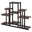 Indoor Outdoor Wood Plant Stand Multi-Tiered Corner Plant Shelf Flowerpot Holder-Brown