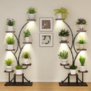 Indoor Plant Stand with Grow Lights 58" Tall 8-Tier Corner Metal Plant Shelf