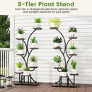 Indoor Plant Stand with Grow Lights 58" Tall 8-Tier Corner Metal Plant Shelf