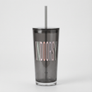 Indoorsy Glass Tumbler with Straw | Coffee Cocktail Black Glass | 20oz