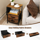 Industrial Bedside Table with USB Ports and AC Outlets for Bedroom Living Room