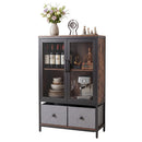 Industrial Coffee Bar Cabinet with 2-Tier Storage Compartment