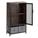 Industrial Coffee Bar Cabinet with 2-Tier Storage Compartment