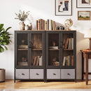 Industrial Coffee Bar Cabinet with 2-Tier Storage Compartment