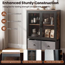 Industrial Coffee Bar Cabinet with 2-Tier Storage Compartment