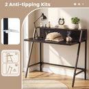 31.5" Industrial Desk with Raised Shelf Metal Frame