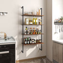 4-Tier Industrial Ladder Bookshelf with Metal Frame-Coffee