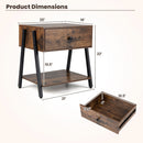 Industrial Nightstand with Drawer and Adjustable Feet