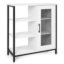 Industrial Side Cabinet with Metal Mesh Door & 3 Shelves