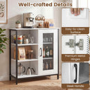 Industrial Side Cabinet with Metal Mesh Door & 3 Shelves