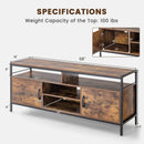 58 Inch Industrial TV Stand with Cabinets and Adjustable Shelf for TVs up to 65 Inch-Rustic Brwon