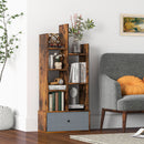 7-Tier Open-Back Bookshelf with Drawer
