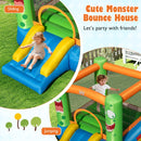 Inflatable Bounce House Monster Themed Bouncy Castle with Large Jumping Area and Slide 550W Blower Included