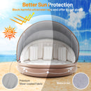 Inflatable Canopy Island Tanning Pool Lounger Float with Retractable Canopy