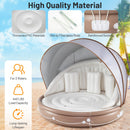 Inflatable Canopy Island Tanning Pool Lounger Float with Retractable Canopy