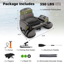 Inflatable Fishing Float Tube with Shoulder Straps and Storage for Angling